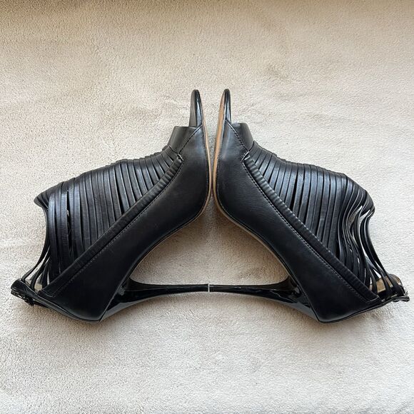 L.A.M.B. By Gwen Stefani Black Leather Stiletto Heel Sandals Women 9 Strappy - Picture 4 of 15